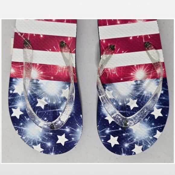 New Shoes Girls Flip Flops Kids Stars Patriotic USA American NWT - Picture 8 of 16